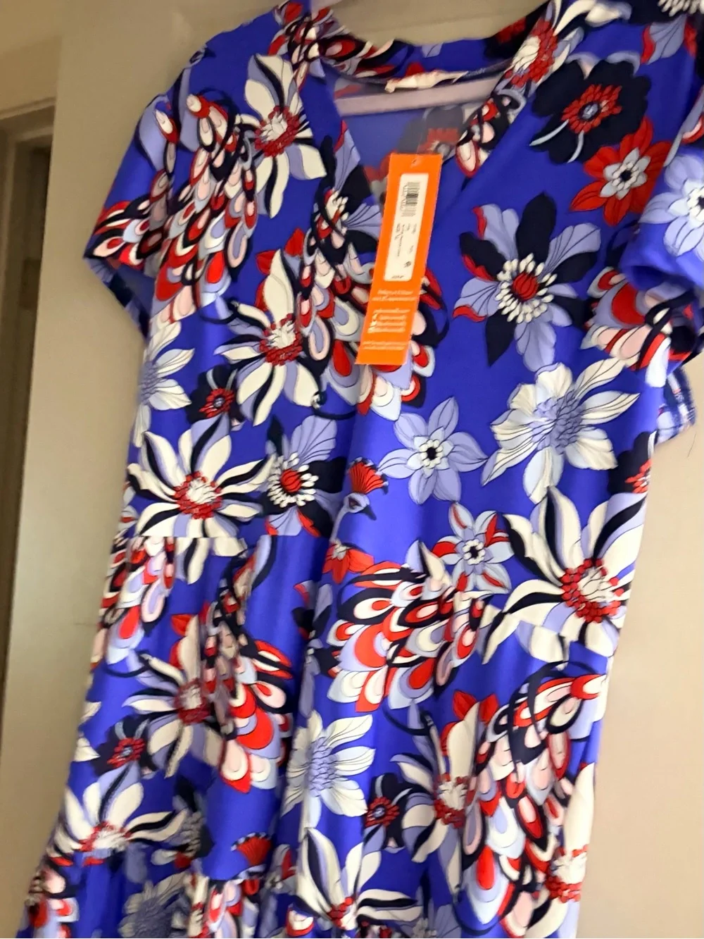 Jude Connally Royal Blue Floral V-Neck Tiered Midi Dress - Picture 2 of 3